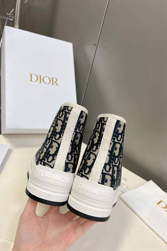 Женские высокие кеды на платформе Dior Walk'n'  - Black
