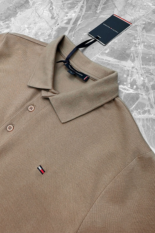 Мужское бежевое поло Tommy Hilfiger