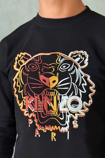 Мужской чёрный свитшот Kenzo Tiger Head embroidered   