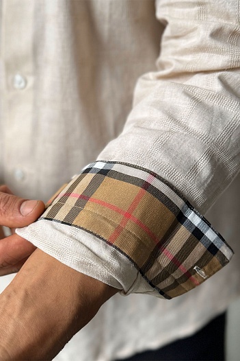 Мужская бежевая рубашка Burberry TB logo-embroidered   