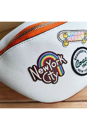 Кожаная сумка на пояс Coach Charter multi-patch 33x17 см   