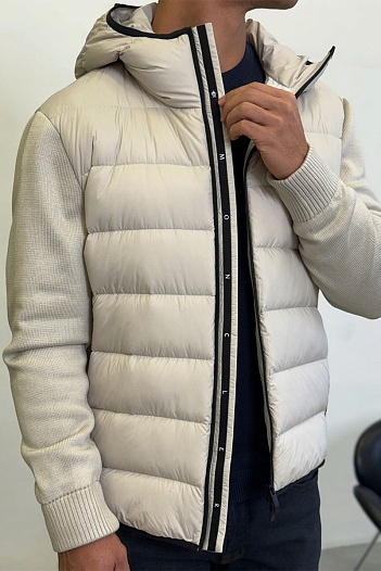 Мужская вязаная куртка Moncler logo-patch - Beige   