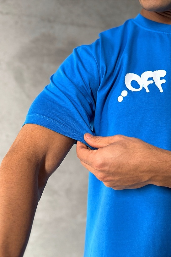 Синяя оверсайз футболка Off-White logo-print