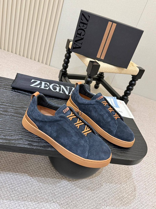 Замшевые кроссовки Ermenegildo Zegna Triple Stitch - Blue