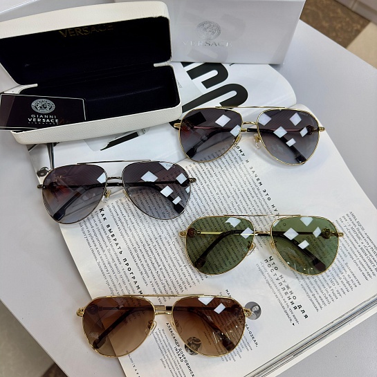 Солнцезащитные очки Versace Aviator - Brown / Gold