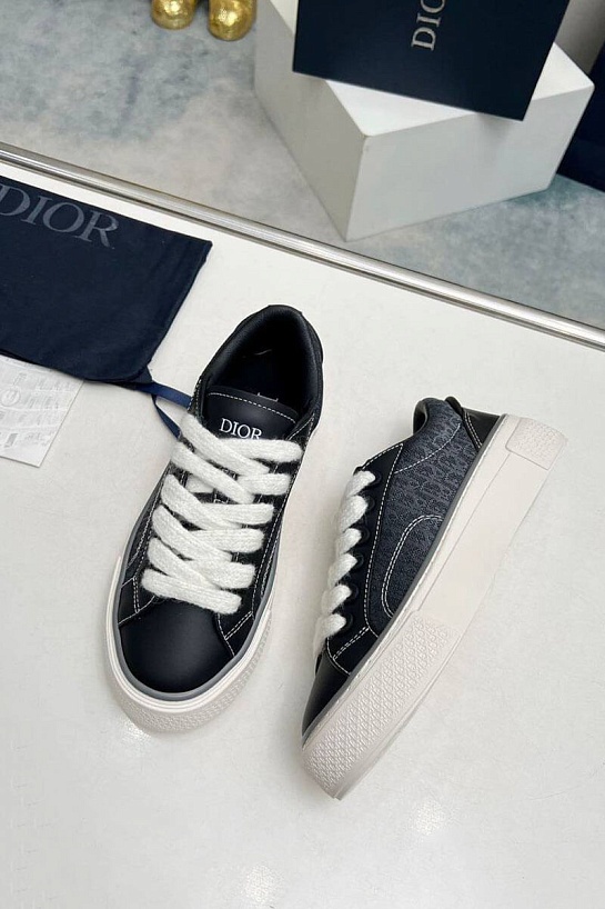 Женские комбинированные кроссовки Dior серого цвета