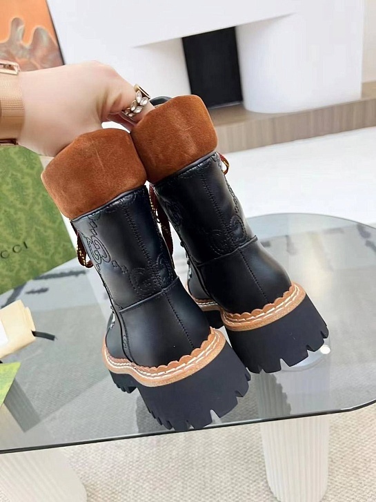 Женские кожаные ботинки Gucci