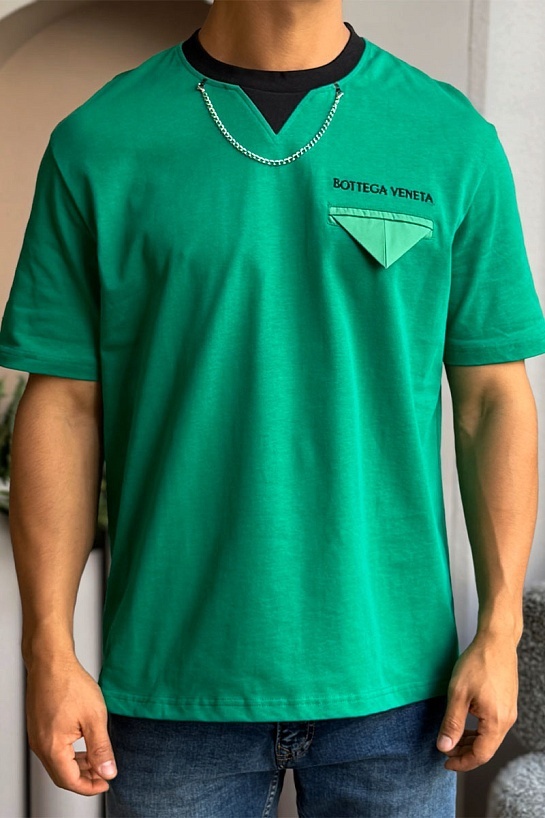 Зелёная оверсайз футболка Bottega Veneta Chain