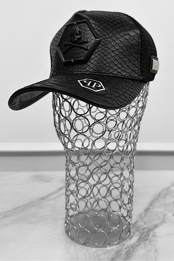 Мужская чёрная бейсболка Philipp Plein logo-plaque   