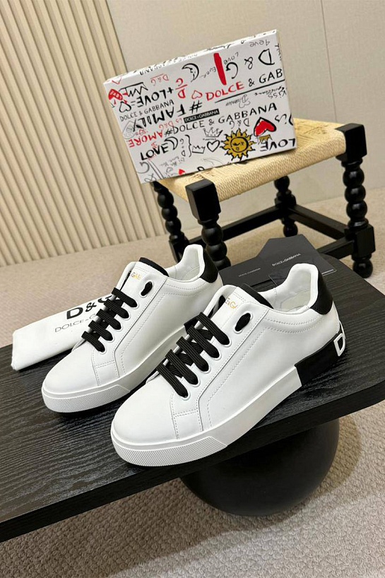 Кожаные кроссовки Dolce & Gabbana Portofino - White
