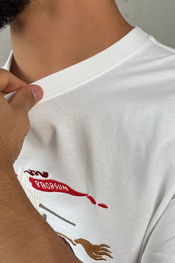 Мужская белая футболка Burberry Equestrian Knight   