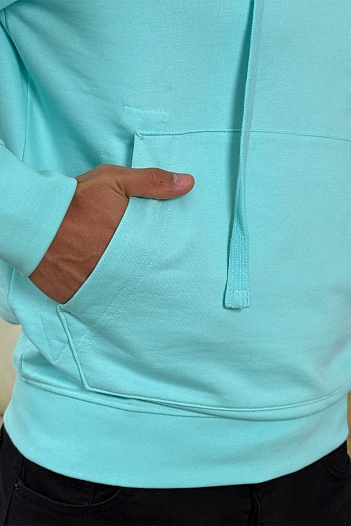 Мужское худи бирюзового цвета Stone Island Compass-patch   