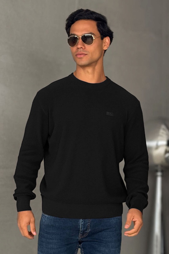 Мужской джемпер чёрного цвета Hugo Boss logo-embroidered