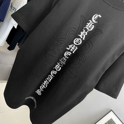 Тёмно-серая оверсайз футболка Chrome Hearts Premium   
