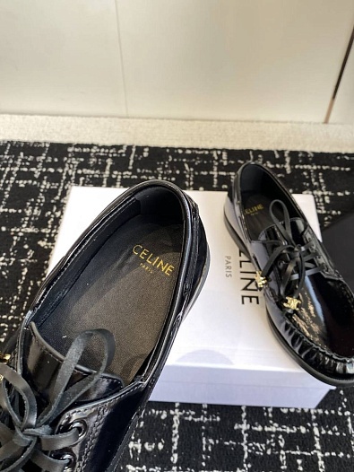 Женские кожаные лоферы Celine premium - Black   