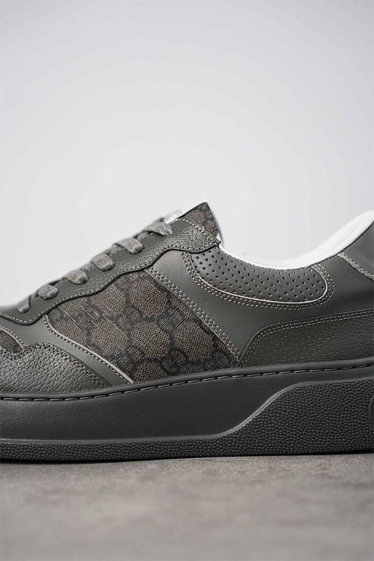 Мужские кожаные кроссовки Gucci GG Monogram - Grey