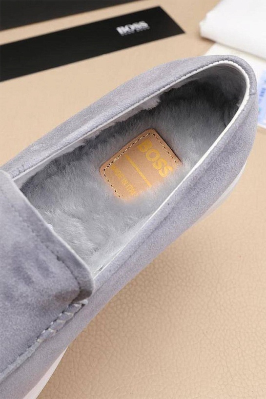 Замшевые лоферы с мехом Hugo Boss