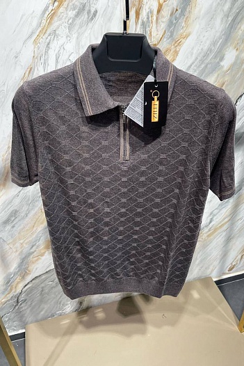 Мужское поло Zilli zip neck - Beige   