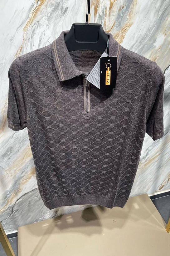 Мужское поло Zilli zip neck - Beige