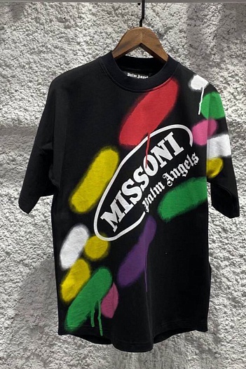 Чёрная оверсайз футболка Palm Angels x Missoni Sport Loose   