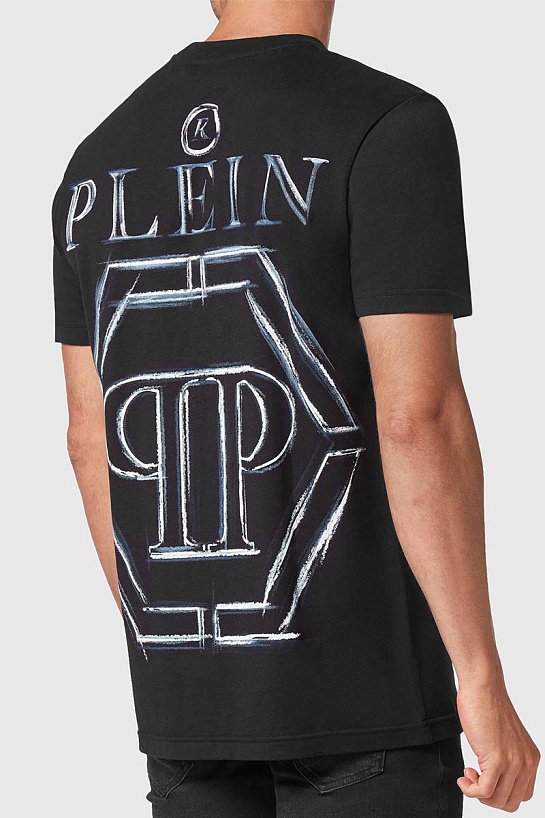 Мужская чёрная футболка Philipp Plein Hexagon