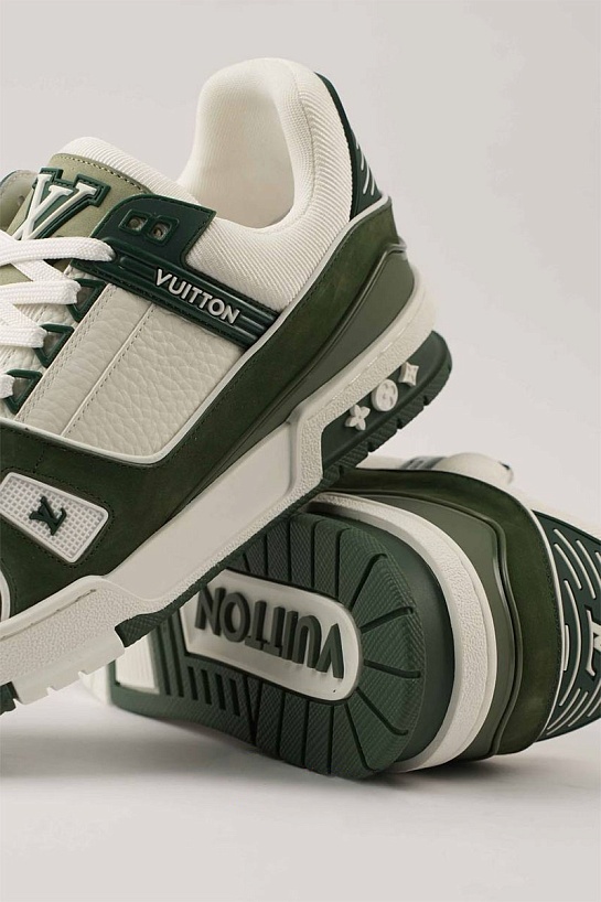 Кожаные кроссовки Louis Vuitton Trainer - White / Green