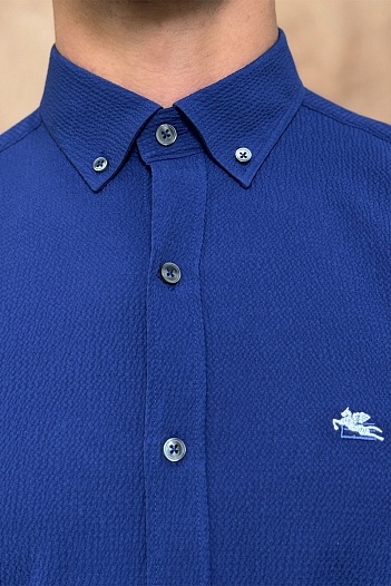 Мужская синяя рубашка Etro Pegasus logo   