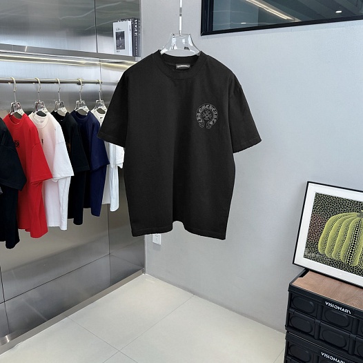 Чёрная оверсайз футболка Chrome Hearts Premium   