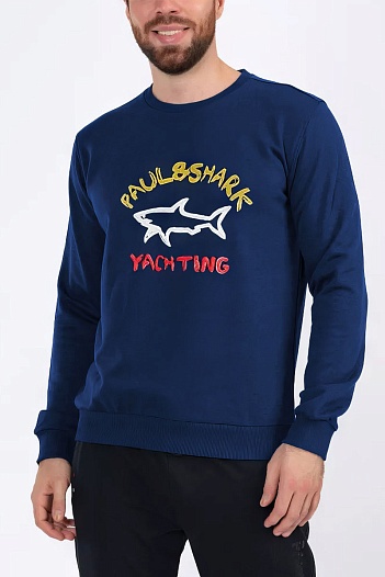 Свитшот синего цвета Paul & Shark logo-print   
