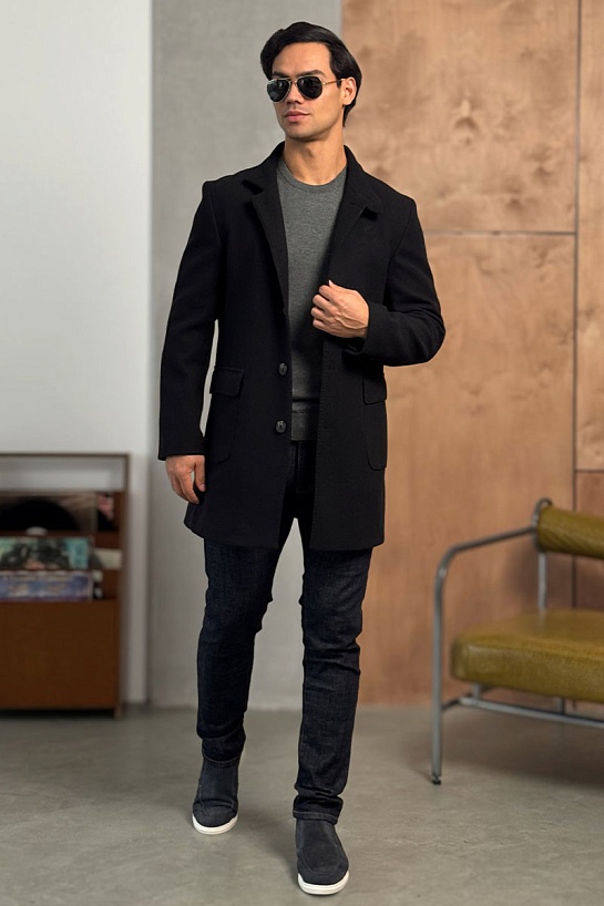 Мужское пальто чёрного цвета Loro Piana