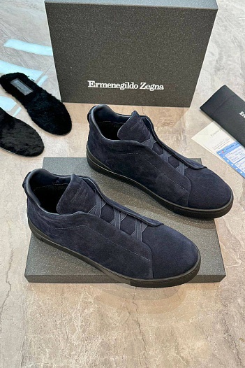 Кроссовки с мехом Ermenegildo Zegna Triple Stitch - Navy   