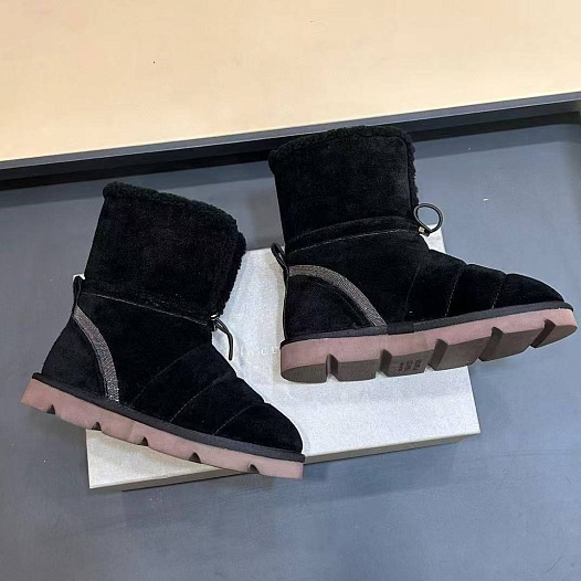 Женские замшевые угги с мехом Brunello Cucinelli Monili Premium   