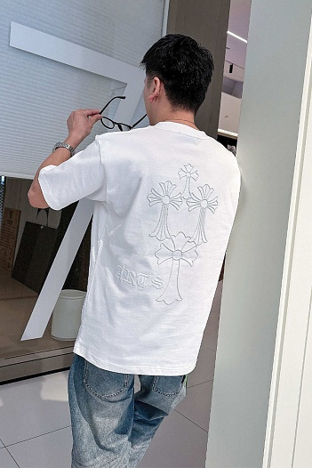 Белая оверсайз футболка Chrome Hearts Premium   