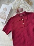Бордовое женское поло Gucci GG monogram-pattern