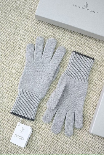 Кашемировые перчатки Brunello Cucinelli premium - Light Grey   