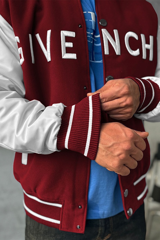 Мужской бомбер Givenchy Varsity logo-embroidered - Red / White