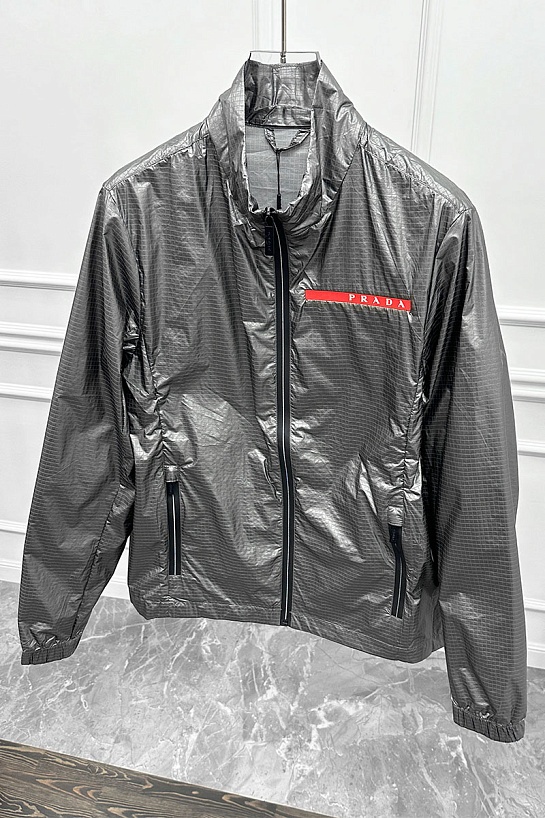 Мужская ветровка Prada logo-stripe - Grey