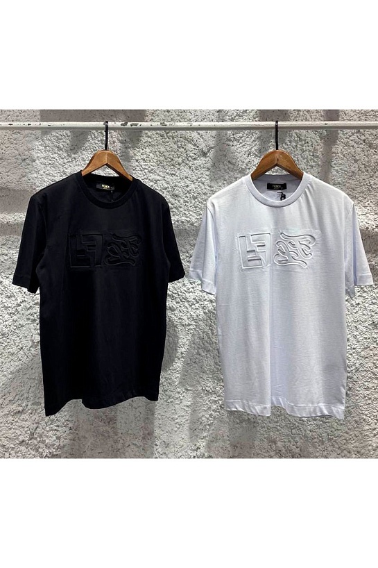 Мужская белая футболка Fendi FF pressed logo