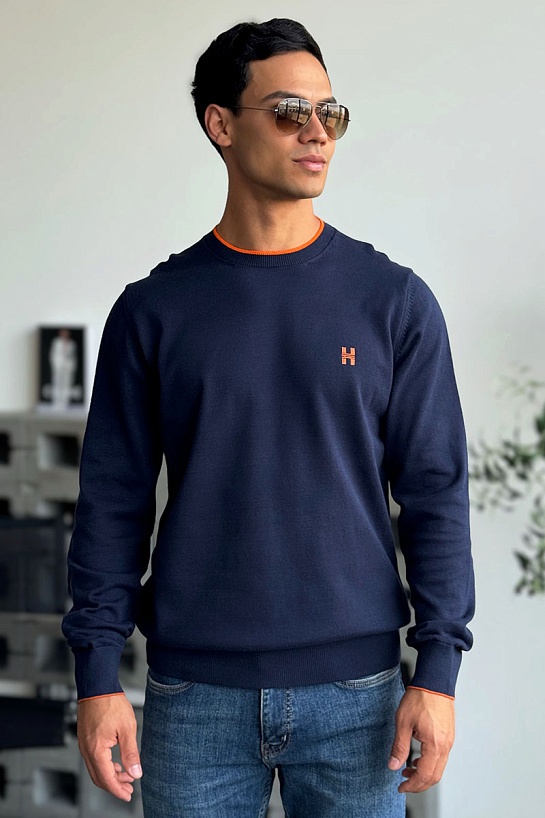 Мужской джемпер Hermes H embroidered - Navy