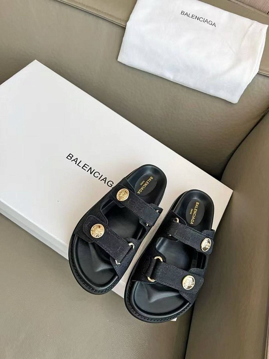 Женские шлёпанцы Balenciaga Jacquard Premium - Black