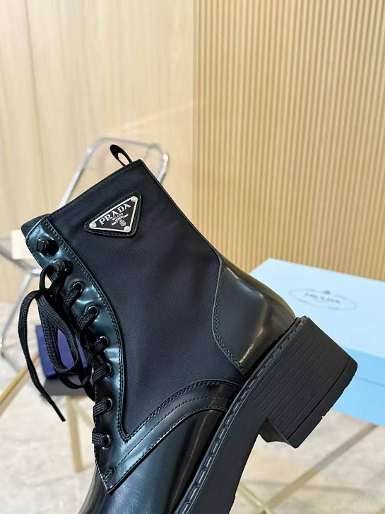 Женские кожаные ботинки Prada premium - Black