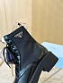 Женские кожаные ботинки Prada premium - Black