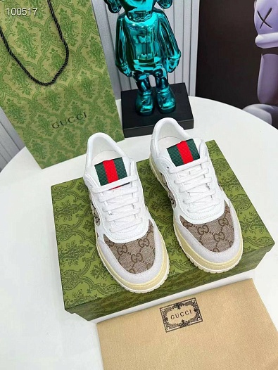 Женские кроссовки Gucci Re-Web - White / Brown   