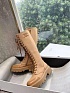Женские комбинированные сапоги Celine Premium - Brown
