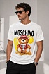 Мужская белая футболка Moschino Teddy Bear print