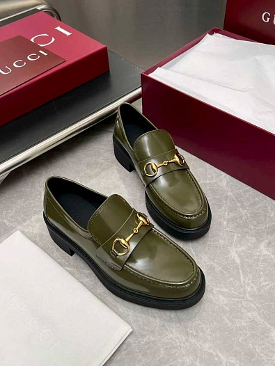 Женские кожаные лоферы Gucci Horsebit premium   