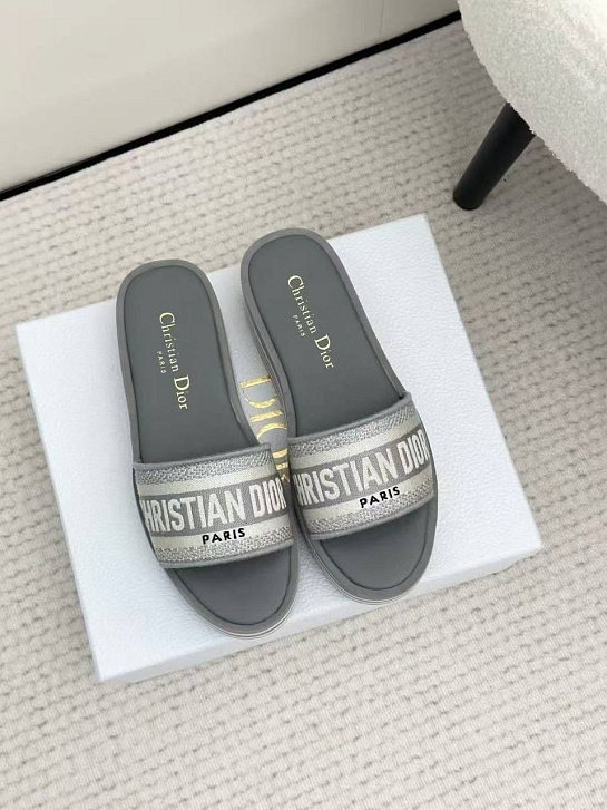 Женские шлёпанцы на платформе Dior Premium - Grey