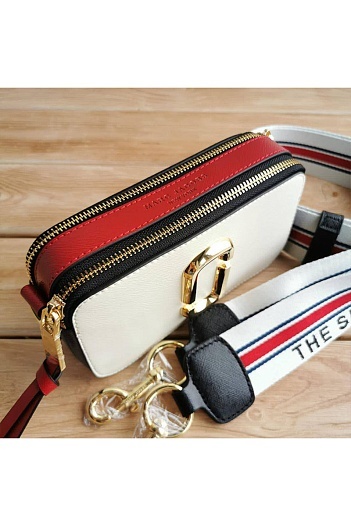 Кожаная сумка Marc Jacobs The Snapshot Coconut Multi 19x11 см   