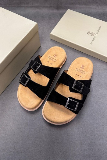 Замшевые шлёпанцы Brunello Cucinelli Urban - Black   