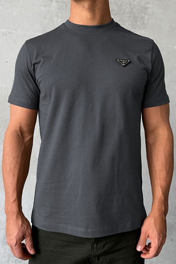 Мужская футболка Prada logo-plaque - Grey   